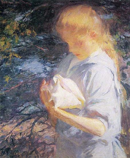 Frank Weston Benson Eleanor Holding a Shell oil painting picture
